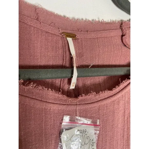 NWT Free People Long Sleeve Flowy Gauzy Pink Blouse-sz XS - Picture 3 of 9